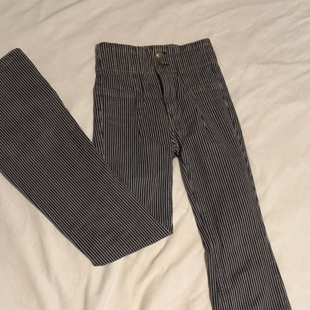 Blue and White Striped Pants